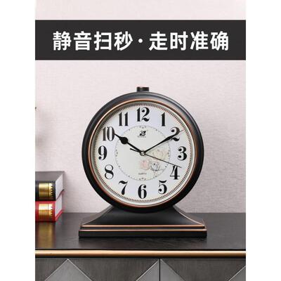 摆台钟客厅用石式座钟复古桌面家钟表坐钟英摆放式时钟sqltao82摆