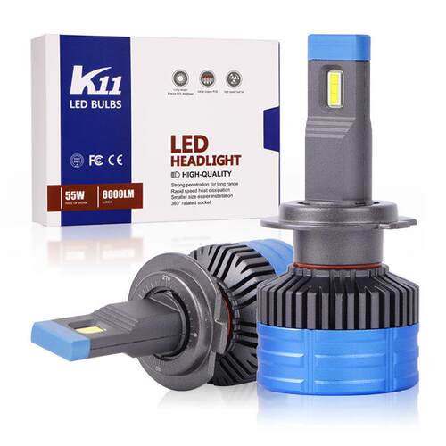 K11汽车LED大灯灯泡55W前照灯H11改装聚光9005远近一体超亮h7车灯