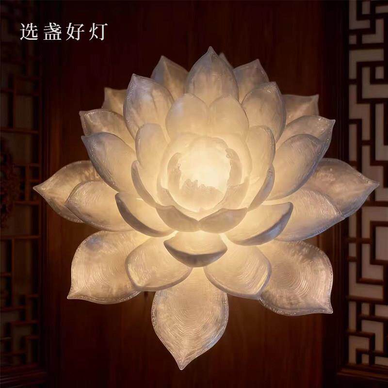 新款莲花灯成品冷暖光led灯家用长明灯供佛家居摆件古风拍摄摆件