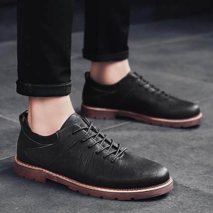 正品春季男士豆豆鞋皮青年潮个性复古卡其色一脚蹬伦风英懒人鞋闲