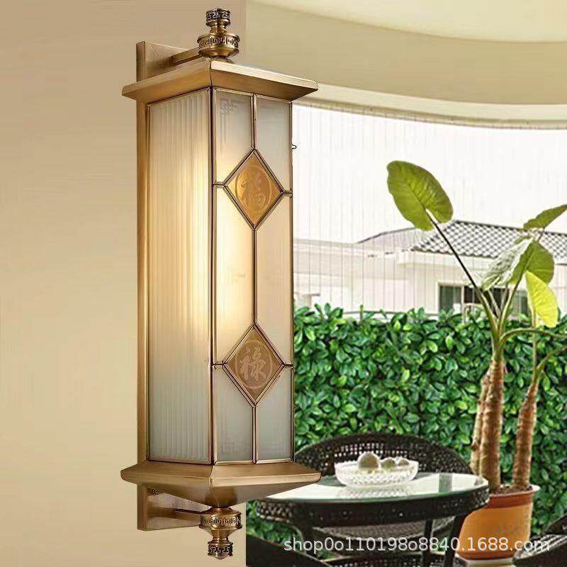 户外全铜led壁灯欧式简约庭院灯室外家用过道别墅外墙灯铜艺壁灯