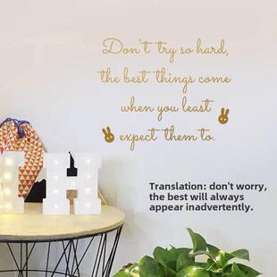 不要着急 店卧室房间寝室墙面简约励志背景墙贴 英文墙贴ins风服装