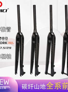 DODICI新款碳纤维前叉自行车山地前叉直管椎管桶轴硬叉26 27.5 29