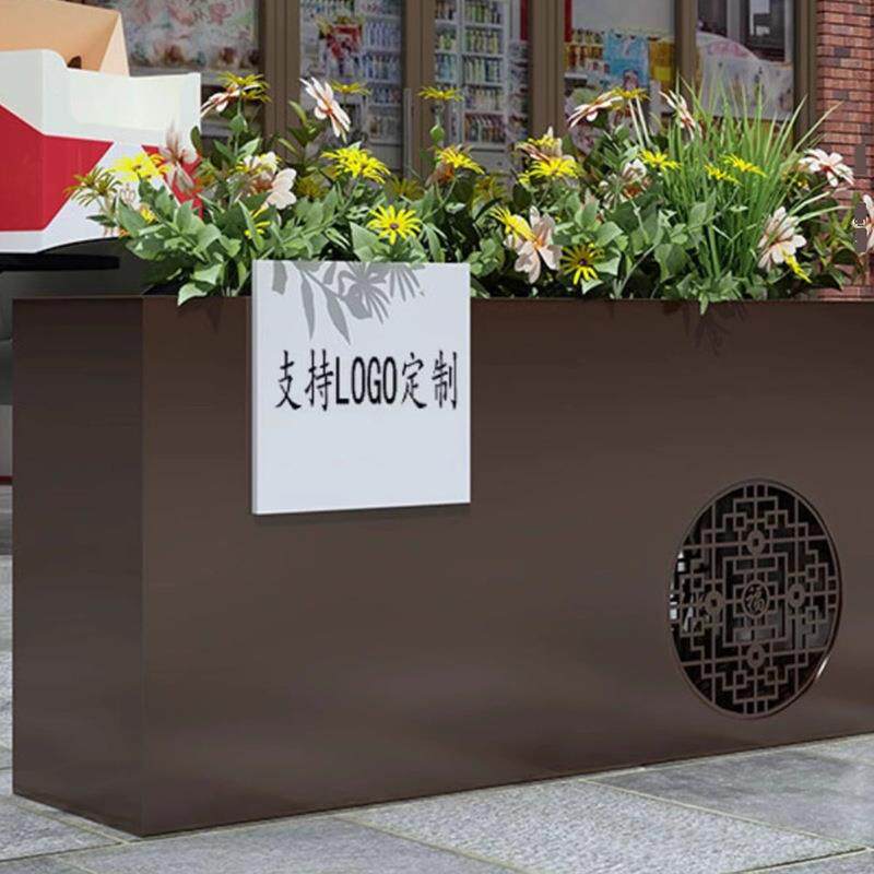 古典镂空铁艺不锈钢花箱围栏栅栏 不锈钢造景花箱种植箱外摆花坛