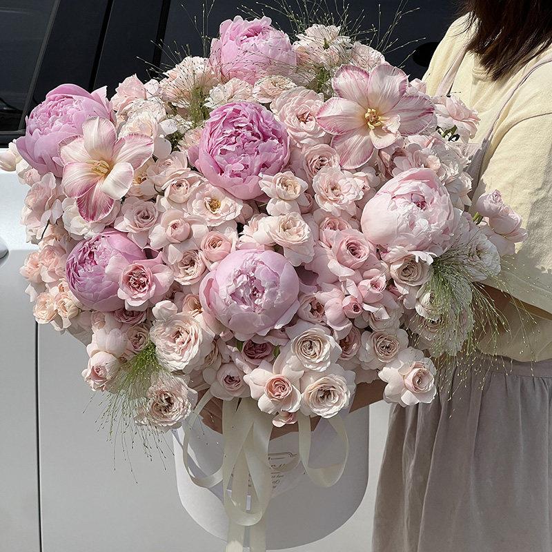 乔迁鲜花抱抱桶送长辈鲜花暖居福桶订婚花同城北京祝寿鲜花闪购