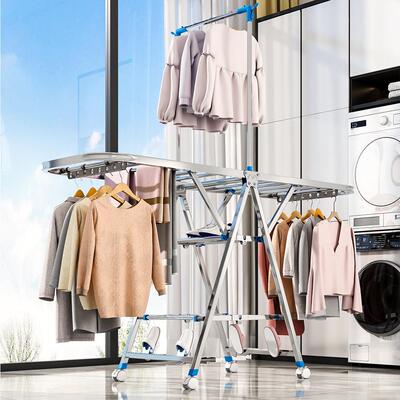 Clothes Drying Rack, Sock Clips Metal Laundry Rack, Foldable