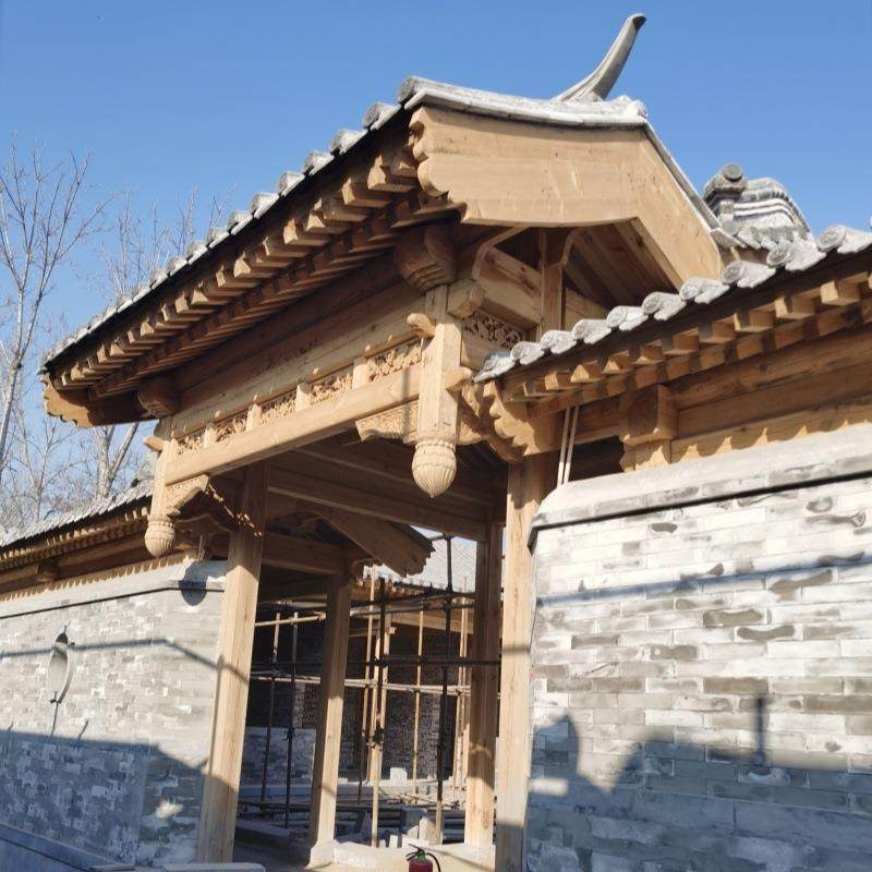 京派四合院三进院垂花门四合院门楼大门门窗楣子实木入户门门头