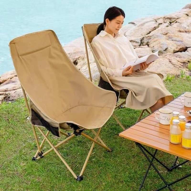 户外月亮椅高背便携式折叠桌椅套装露营野餐摆摊休闲椅子