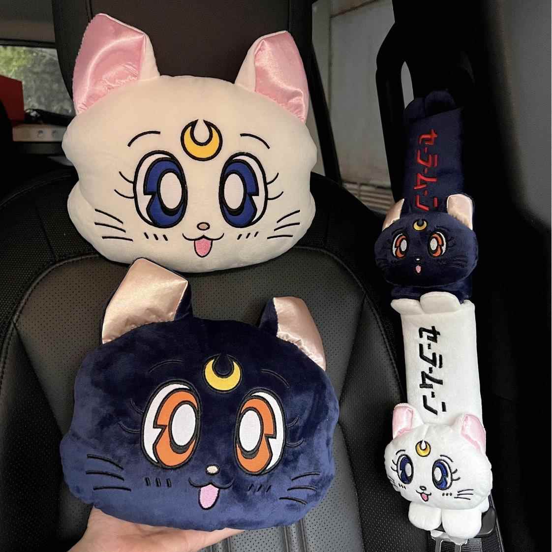 新品美少女战士露娜猫汽车头枕安全带护肩套四季护颈枕车内装饰品