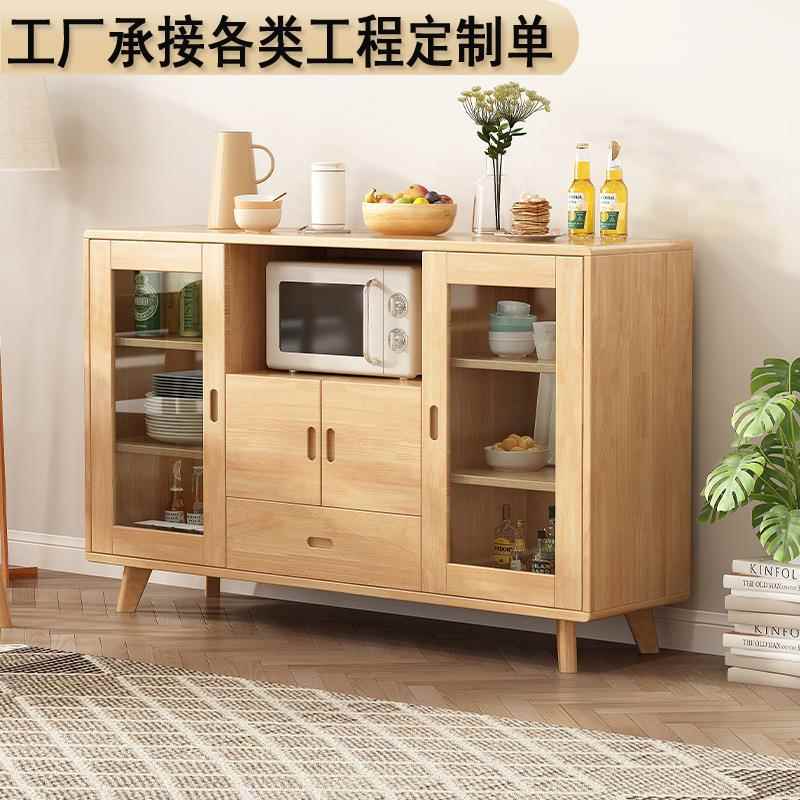 厨房微波炉柜子实木家用大容量储物柜客厅茶水柜餐厅碗柜小型橱柜