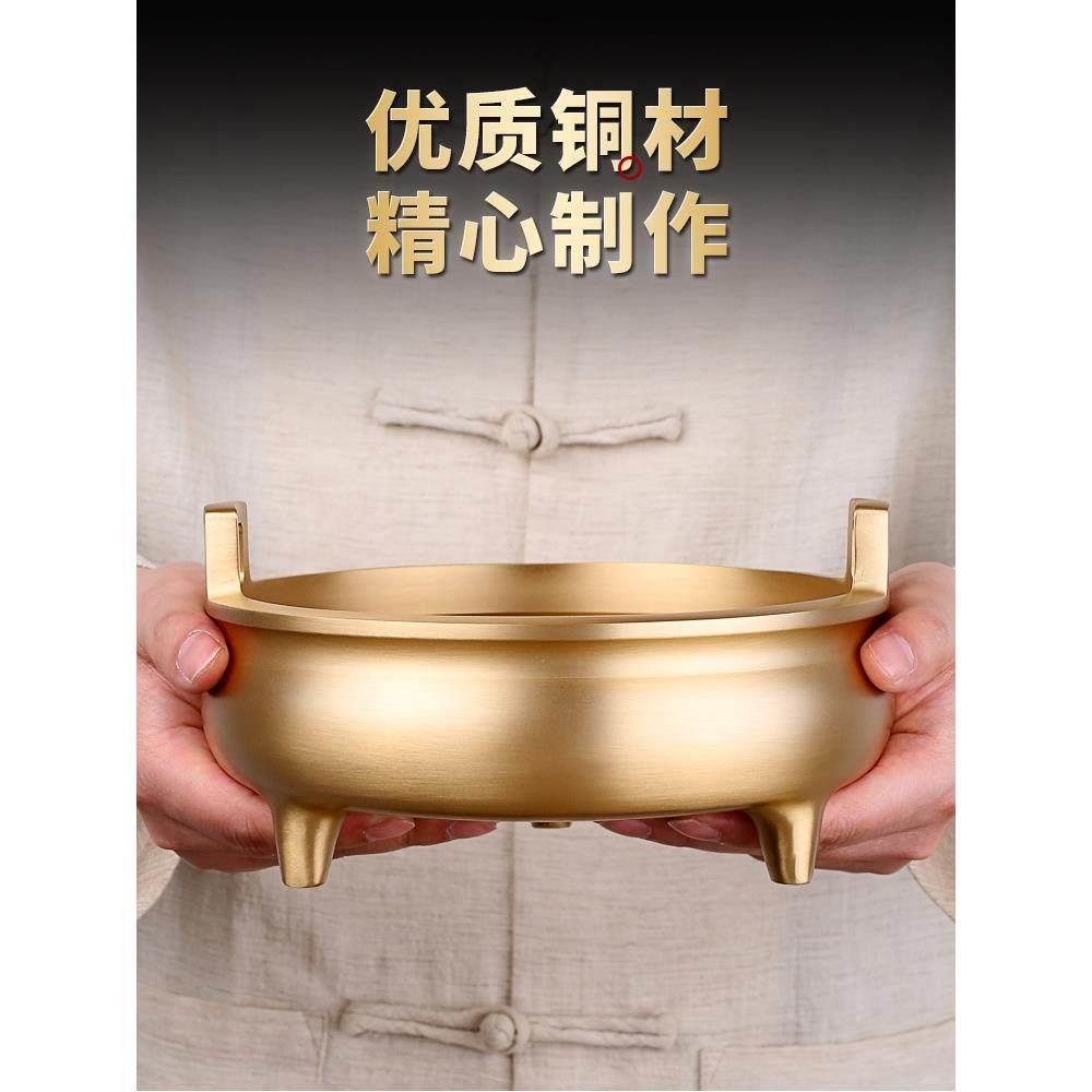 黄铜香炉蜡烛台套装佛具用品水果盘供奉大全家用室内供佛前摆件纯