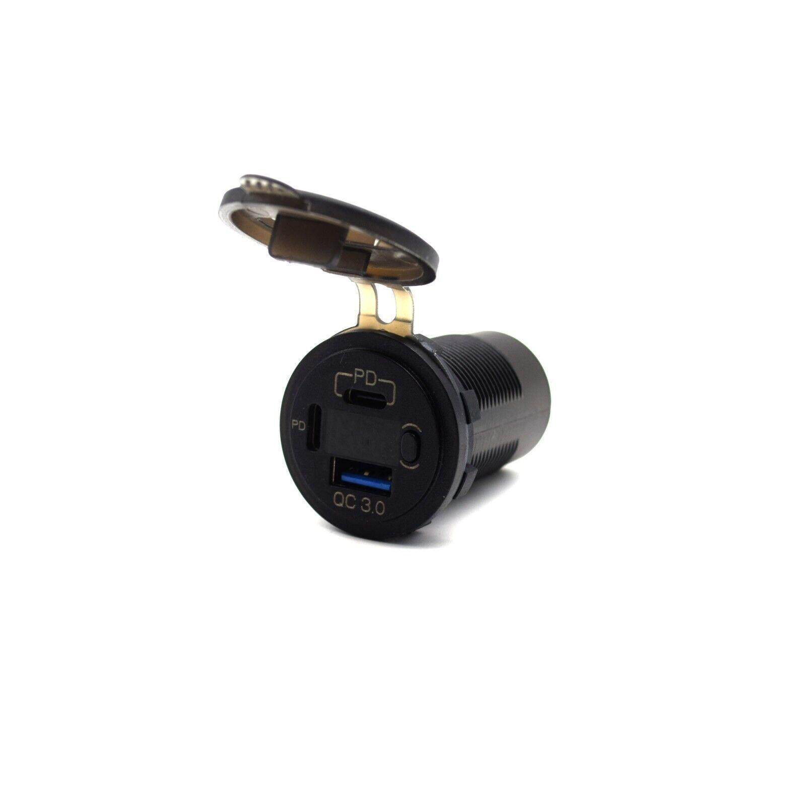 跨境新品车载手机充电器双PD+QC3.0改装车充带电压显示带开关快充