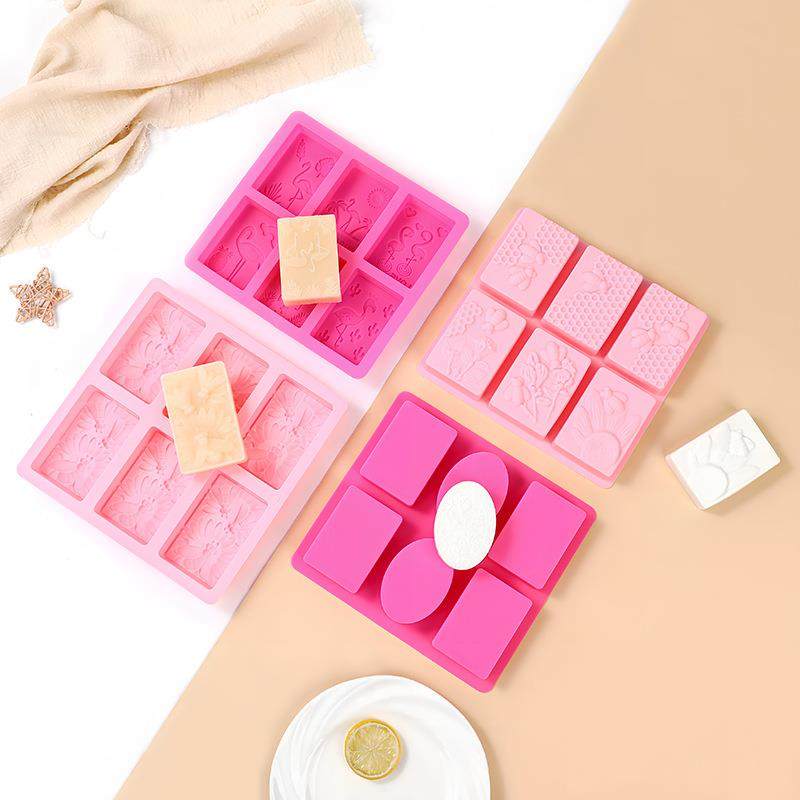 现货跨境爆款6连手工皂模具 浮雕花纹肥皂硅胶模 硅胶手工皂模具