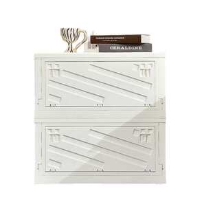 侧开门折叠收纳箱客厅零食杂物简约收纳柜可叠加卧室大容量床头柜