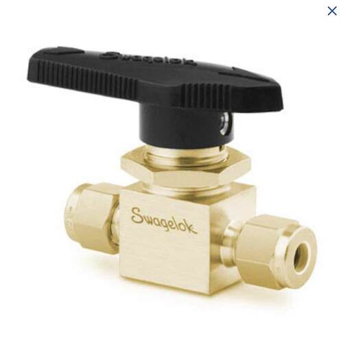 世伟洛克B-44S6黄铜 1 件式 40系列球阀6.0 Cv,3/8 in.卡套管接头