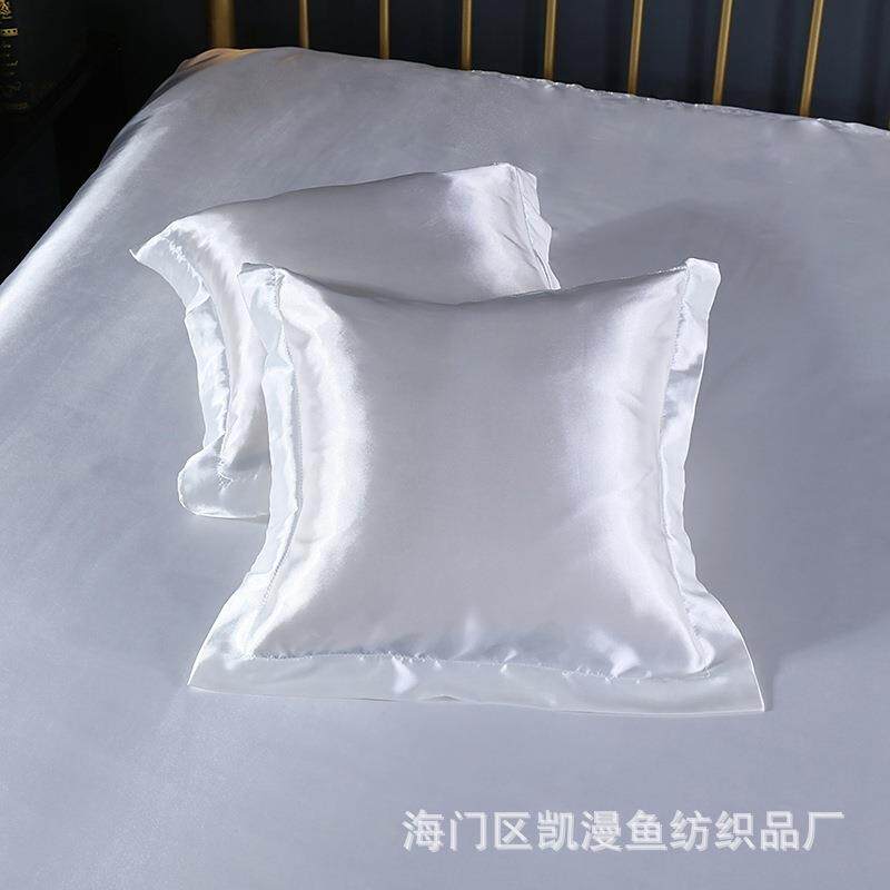 新款直销纯色仿真丝方枕套布套靠垫跨境亚马逊丝绸缎正方形枕头套