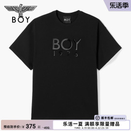 经典1976 BOYLONDON男女同款春夏圆领休闲简约黑色T恤N01801