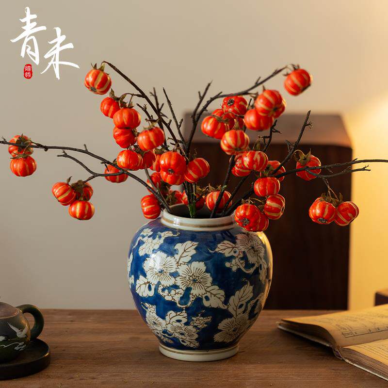青花瓷花瓶摆件客厅插花景德镇陶瓷高级感新中式复古大肚水培玄关