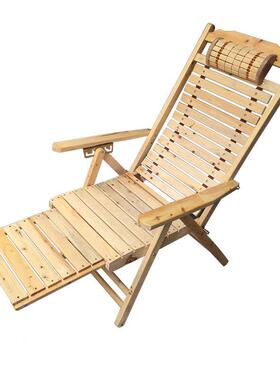 7T全实木躺椅老人休闲逍遥椅懒人靠背椅午休家用可折叠柏木凉椅