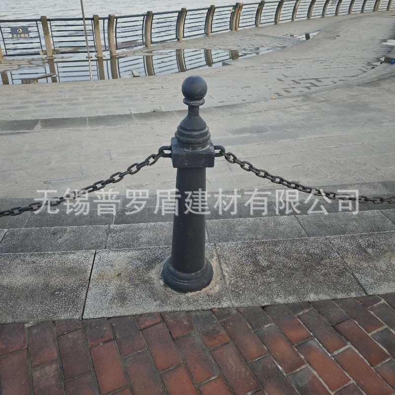 立柱工地罗马铸铁桩河道隔离墩防护装饰铁链立柱景观栏杆海边铸铁