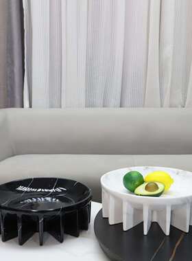 现代简约大理石纹理树脂果盘摆件客厅餐厅酒店民宿电视柜家居饰品