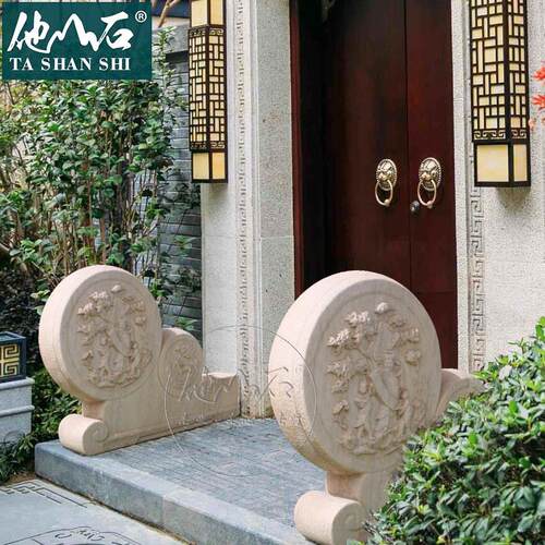 石雕门墩抱鼓石一对家用石头彷古中式别墅庭院门口摆件户外镇宅