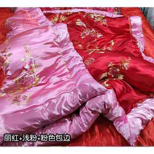 双面绸缎老式被子古风丝绸缎棉被被面包边棉花手工喜被结婚龙凤被