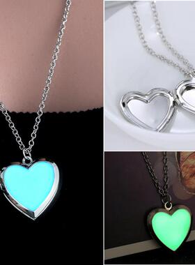 Glow in the Dark Necklace for women Photo Locket vintage Flu