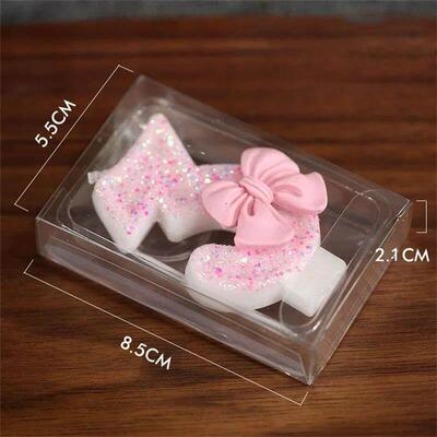 1Pcs Pink Bow Childrens Birthday Candles 0-9 Number Purple