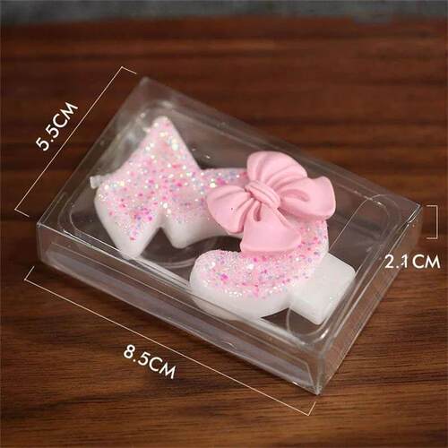 1Pcs Pink Bow Childrens Birthday Candles 0-9 Number Purple