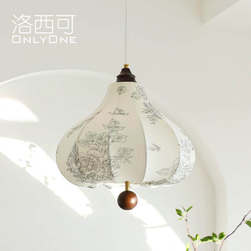 洛西可 复古法式花卉布艺南洋风吊灯 美式实木卧室餐厅儿童房灯具,家装灯饰光源,餐厅吊灯,淘宝优惠券,粉丝福利购,淘宝优惠卷