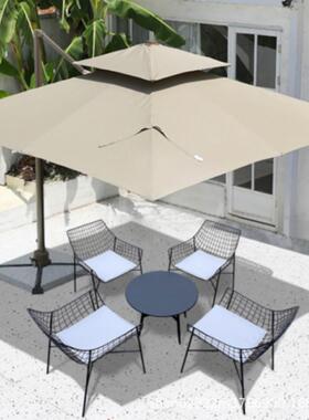 户外桌店椅商用庭院GC0888售楼部咖啡厅奶茶网铁艺休闲红圆桌椅带