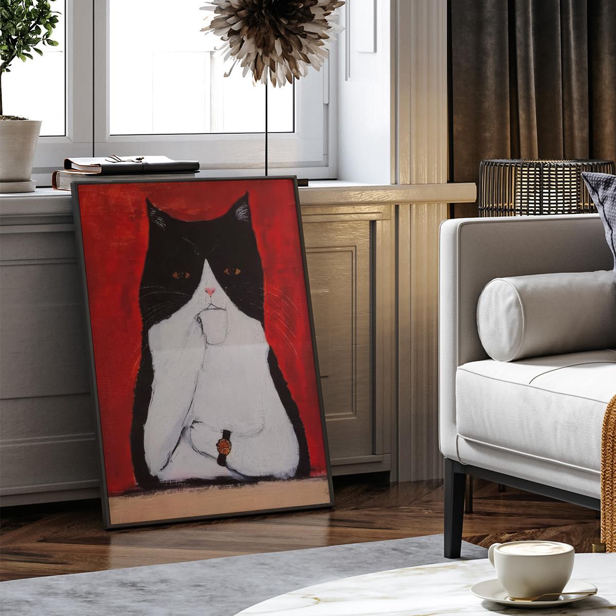 猫咪的微醺时光客厅卧室沙发儿童房动物猫装饰画挂画艺术油画壁画