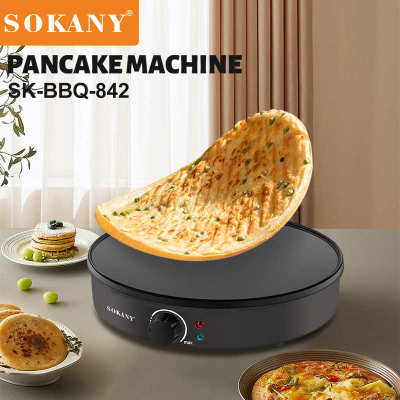 外贸SOKANY842薄饼机多功能烙饼煎饼机烤肉机电烤盘PANCAKE MAKER