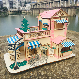 木制DIY小屋建筑模型 浪漫咖啡屋 成人手工拼装玩具女孩创意礼物