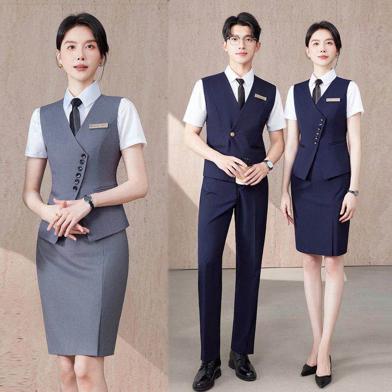 商务职业马甲男女酒店大堂迎宾接待桌球助球4S店KTV服务员工作服