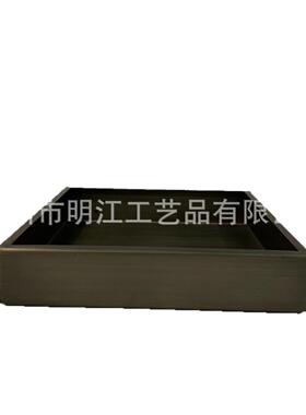 简约轻奢不锈钢青古铜方形盘酒店餐桌摆花微景观托盘仿真花造景盘