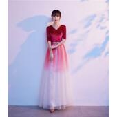 高档大合诗唱演出服女0长裙22新款 主持人气质4学生朗诵晚礼服红歌