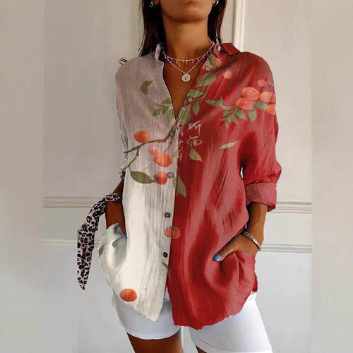Long shirt printed with floral short sleeved pattern shirt