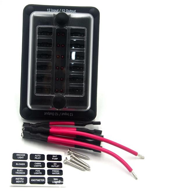 12路带ED指示灯32V20A１船防水保险丝盒L6路车保险丝盒