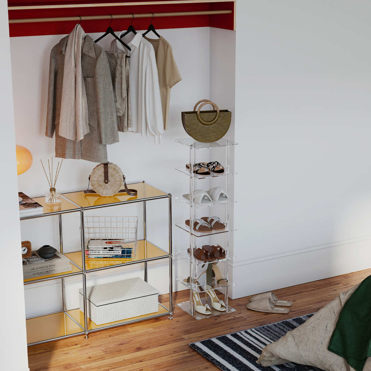亚克力鞋架收纳墙面陈列架七层家用透明室内外展示架置物架