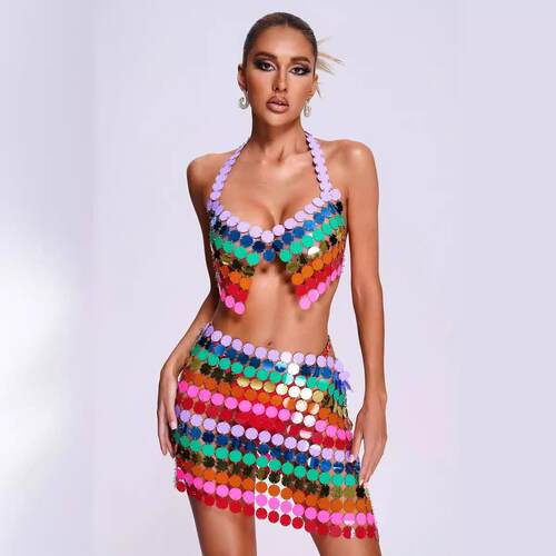 Handmade patchwork bead vest 纯手工拼接珠片背心