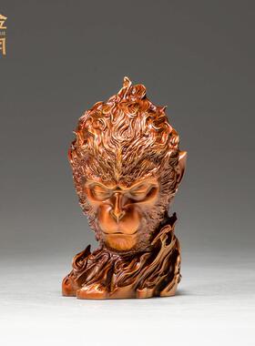 铜艺坊悟空猴首黄铜摆件齐天大圣孙悟空猴头办公室书房桌面铜摆件