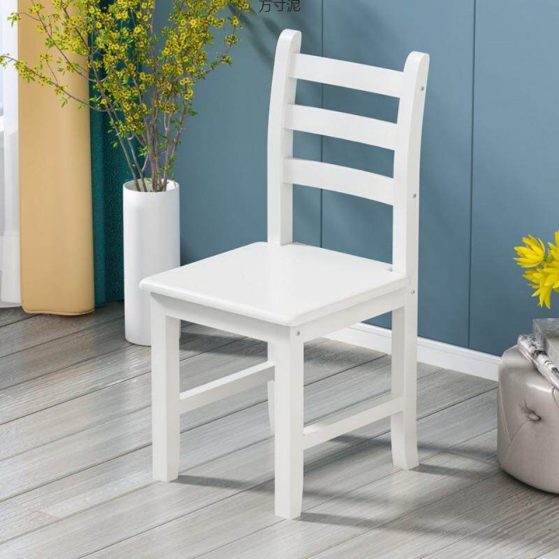 实木白色餐椅靠背椅儿童椅现代简约家用松木凳子工厂外贸