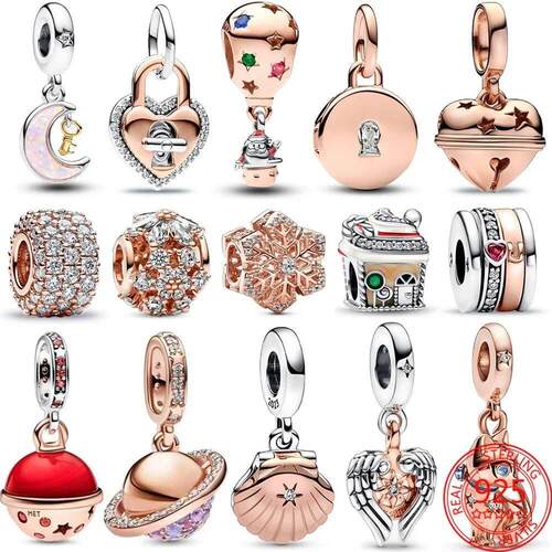 Classic 925 Sterling Silver Sparkling Rose Gold Ocean Heart