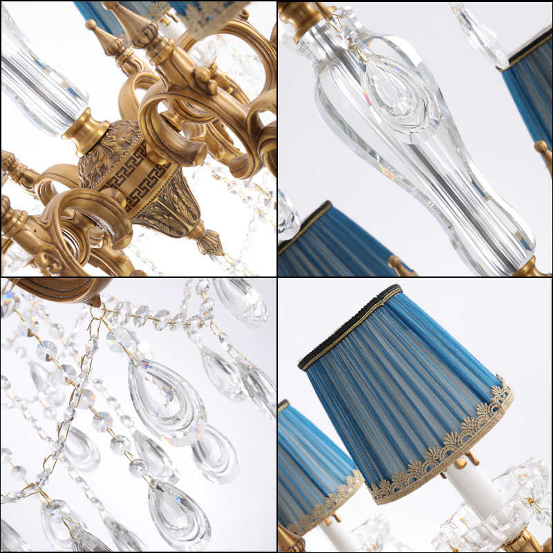 欧式全铜吊灯法式轻奢大气水晶灯别墅复式楼客厅餐厅卧室创意铜灯