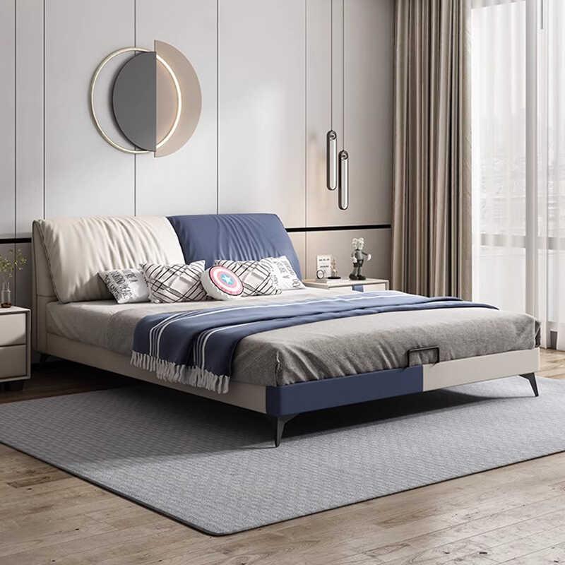 儿童床男孩现代简约真皮床小户型青少年实木床大象耳朵软包单人床