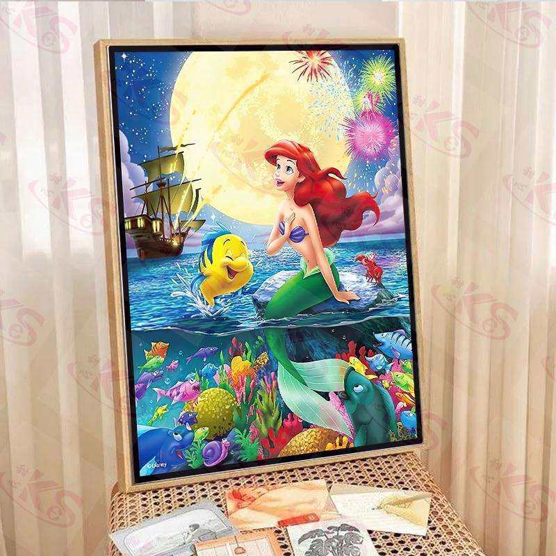 美人鱼公主十字绣2024新款线绣客厅小幅卧室玄关竖版小件满绣餐厅