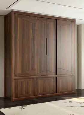 新中式乌金檀代木4实木纯衣柜卧室开平移6门大容量衣橱现家SY-661