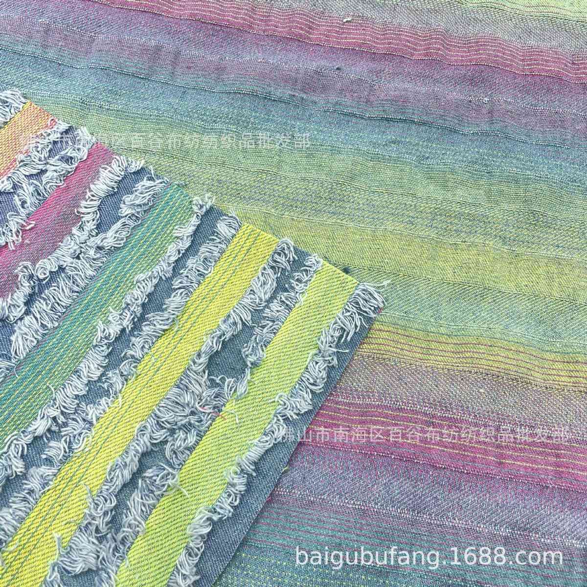 彩色色织提花棋盘条子 新款牛仔布料厂家直销箱包鞋材服装手工DIY